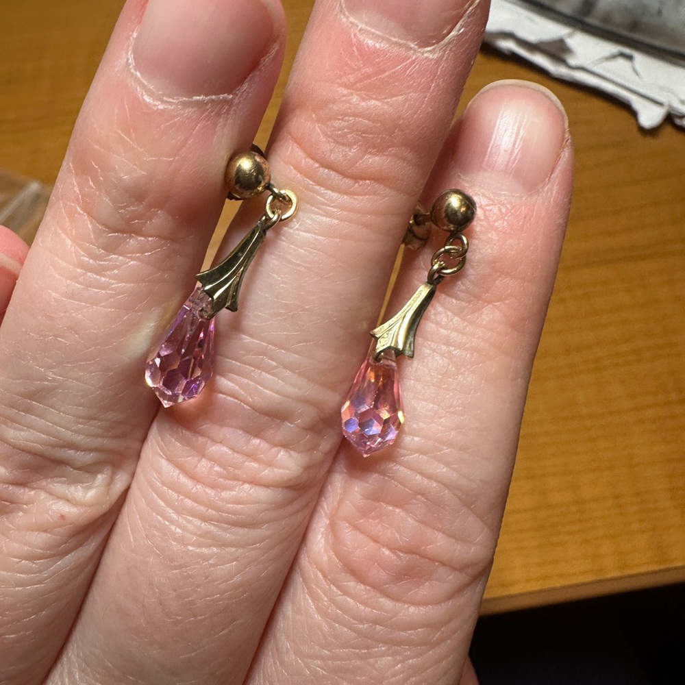 Vintage Pink Crystal Earrings